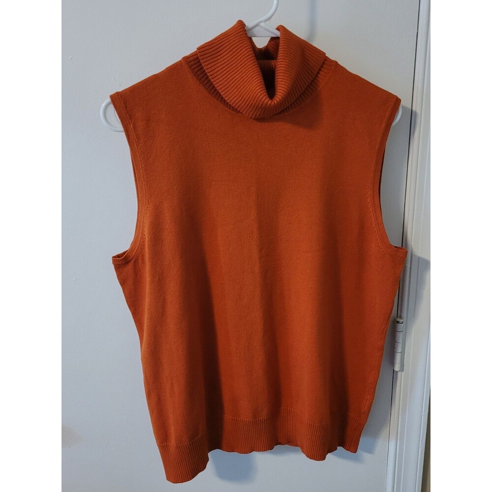 Cable & Gauge Orange Sleeveless Turtleneck Sweater Tank Top XL